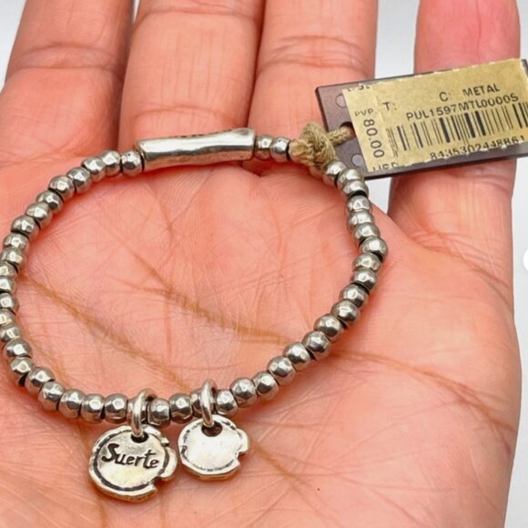 NWT UNO de 50 Bracelet Silver plated Suerte Beaded dangle elastic BOHO Charm S - Picture 14 of 14